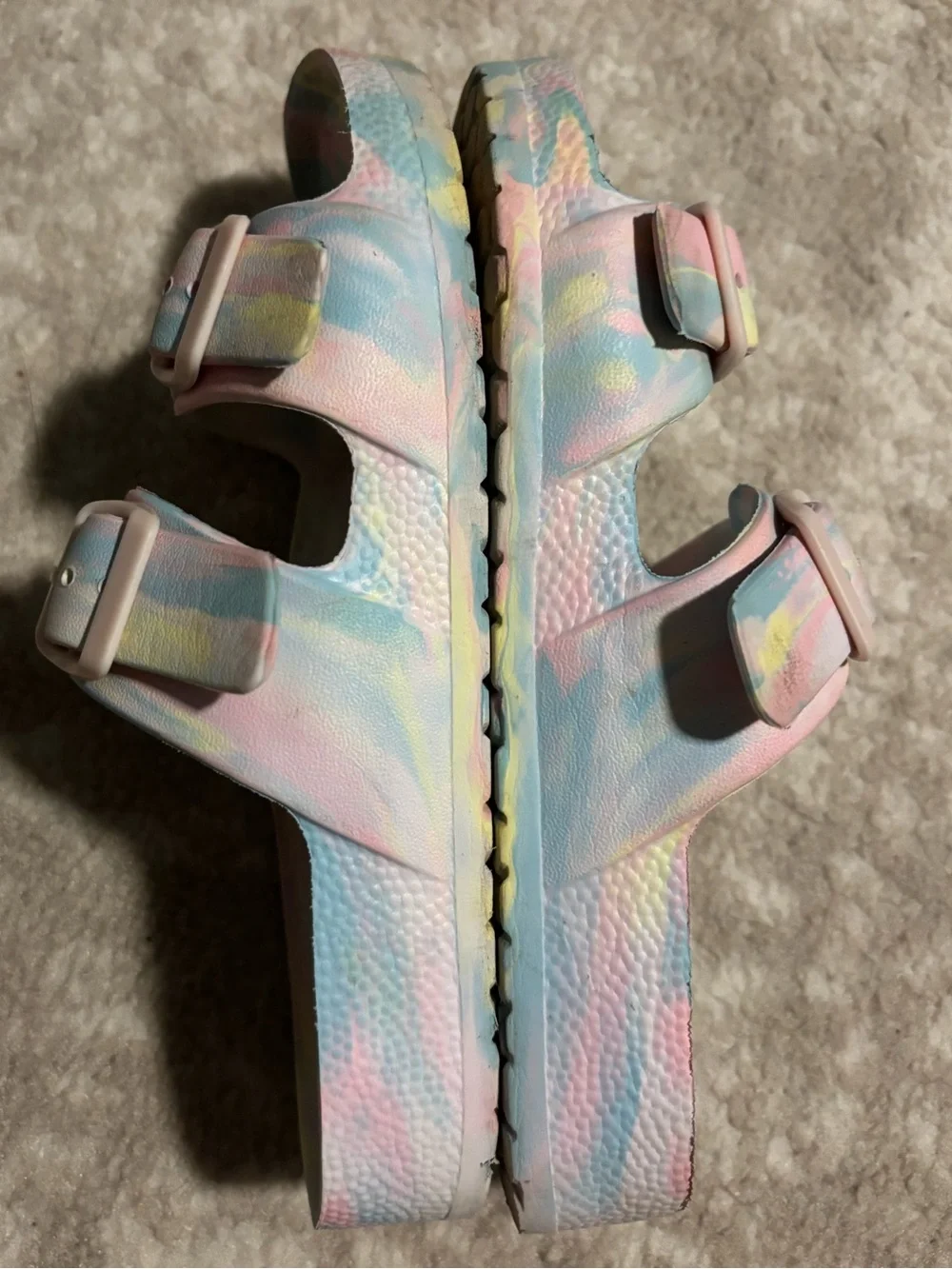 Cat & Jack Kids' Pastel Tie-Dye Double-Buckle Sandals - Pink/Blue/Yellow Size 1